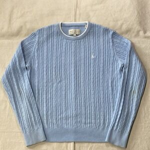 Jack Wills Blue Knitted 100% Cotton Long Sleeve Jumper Size 8 The Tinsbury